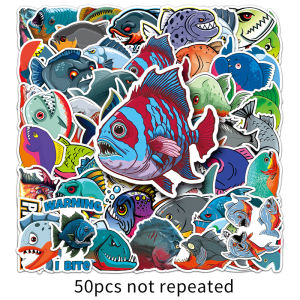 50PCS laut haiwan Piranha kartun Sticker hiasan bagasi Laptop kalis air Label Sticker