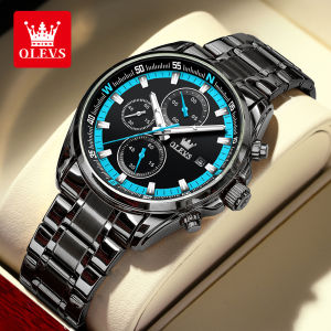 OLEVS Watch For Men Waterproof 2024 Original Imported Multifunction Dial Stainless Steel Strap Luxury Business Style Mens Quartz Watch
