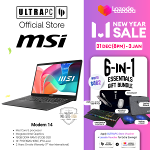 MSI Modern 14 Laptop — 14" FHD IPS - Intel Core 5 - 16GB RAM - 1TB SSD