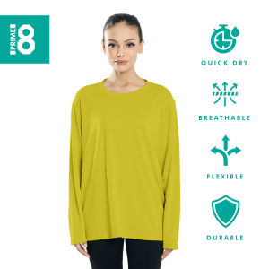 Prime8 x 888.co Aerofit Roundneck Longsleeve Microfiber Dryfit Tshirt Jersey Sport Baju T Shirt Men Women YELLOW