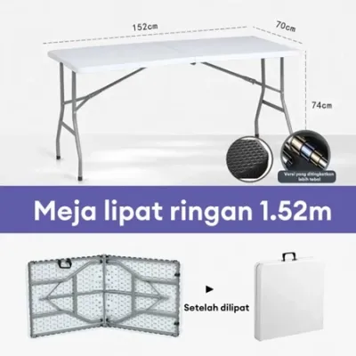 Meja Lipat Panjang Meja Portable HDPE Meja Makan Serbaguna Meja Taman Outdoor Piknik
