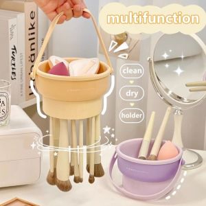 XUNXUAN Detachable Makeup Brush Cleaner Beauty with Silicone Handle Scrubber Board Clean and Dry Silicone Drying Rack Women