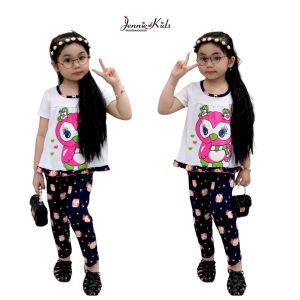 Đồ bộ bé gái bộ bé gái dài cute baby doll vải cotton borrip VNXK Jennie kids J466