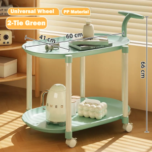 3 Ties Trolley Snack Table Versatile for Flower StandHand CartStorage ShelfEnd Table & Nightstand