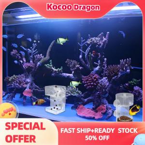 Kocoo หลอดอะคริลิกใส่อาหารปลาที่ใส่อาหารปลาพร้อมถ้วยดูดสำหรับ2025ตู้ปลาใหม่