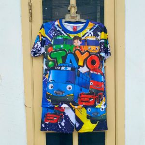 COD/setelan baju bus anak laki laki baju tayo baju anak laki costum nama