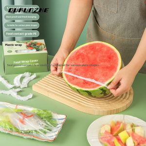 OURUNZHE ถุงถนอมอาหารแบบใช้ครั้งเดียวทิ้ง พร้อมขอบยืดหยุ่น ป้องกันฝุ่นและคงความสดใหม่ เหมาะสำหรับผลไม้ผักและอาหารเหลือ