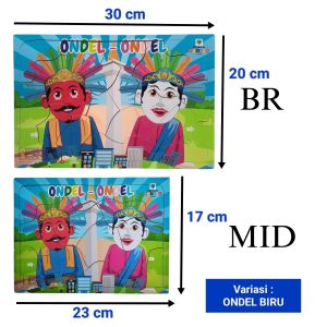 Puzzle Kayu SNI Bongkar Pasang Bentuk Ondel - Ondel Ukuran 17x23cm dan 20x30 cm Mainan Edukasi Anak Puzle Pajel Pazel