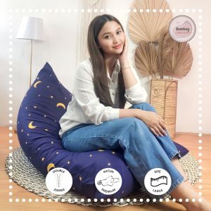 Bean Bag Triangle Plus ISI Size Dewasa Murah Motif Star and Moon - By Beanbag Smoothies