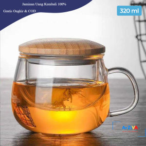 One Two Cups Gelas Cangkir Teh Tea Cup Mug with Infuser Filter 320 ml - C225 - Transparent