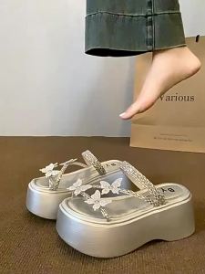 [Free Shipping] Elegant WomenS Summer Outdoor Sandals With Rhinestones Fashionable To Pair With Dresses 2026 New Platform Thick-Soled Sandals
