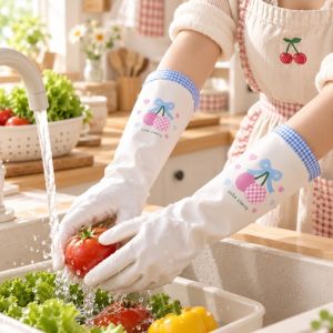 YUBAGUANB Wear-Resistant Nitrile Household Gloves Waterproof Thickened Cleaning Gloves Comfortable Lengthened Dishwashing Gloves Kitchen Cleaning