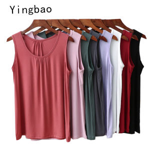 Yingbao Áo Ba Lỗ Cỡ Lớn Đồ Mặc Nhà Ngủ Cho Nữ Áo Ba Lỗ Cotton Vải Modal Cho Nữ Áo Không Tay Thường Ngày Có Đáy Dáng Rộng Mùa Hè Không Tay