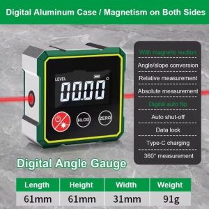 TIMES LORD Digital Display Display Angle Gauge Four Sided ic Suction Angle Gauge Protractor Quick Measurement Tilt Angle Box Electronic Level
