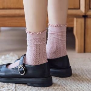 ถุงเท้าสำหรับผู้หญิงสไตล์บางญี่ปูน สีทึบตาข่ายกลวงระบายอากาศ โลลิต้าน่ารัก - KAK SHOPZ