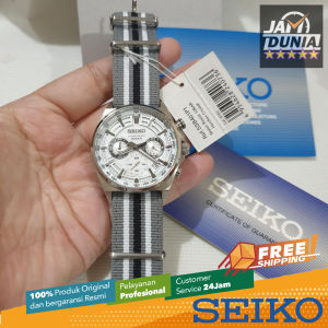 SEIKO ORIGINAL - CHRONOGRAPH - SEIKO SSB401P1 - MEN CT - Abu-Abu - Cloth - Dia 4.1 CM. WR 100 Meter Jamdunia