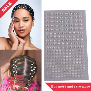 [COD] 220pcs Mix 3mm 4mm 5mm 6mm Hair Pearls Stick On Self Adhesive Pearls Stickers Face Pearls Stickers for Hair Face Makeup Nail DIY Crafts