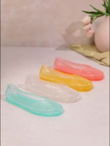 [Free Shipping] Unique Korean-style crystal slip-on mesh shoes shallow transparent casual womens shoes plastic sandals hollow sandals