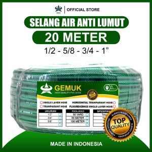 GEMUK Selang Air 20 Meter 1/2 5/8 3/4 Inch Selang Air Benang Hijau Anti Lumut Tebal Selang Air Taman Selang Air Cuci Motor Selang Air Murah