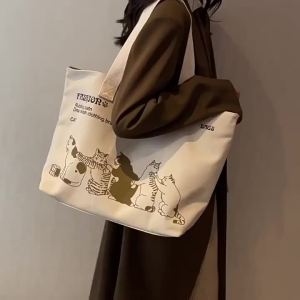 2025Womens Canvas Tote Bag Fashionable Spacious Durable Shoulder Bag with Zipper Closure and Classic Design Perfect for Work