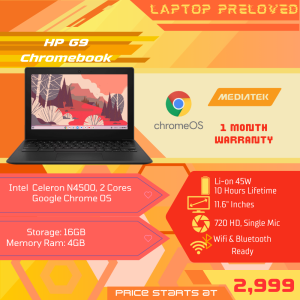 HP G9 | Chromebook | Intel Celeron N4500 | 4GB RAM | Good for Online class and Office use | Preloved