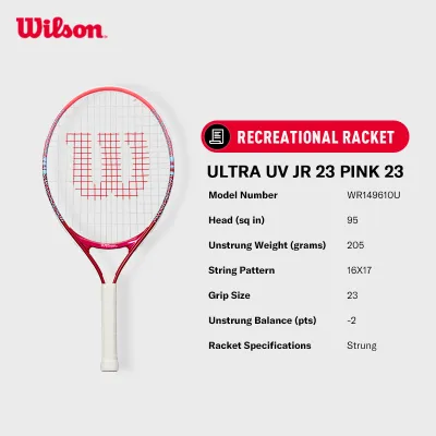 Wilson Ultra UV Junior Tennis Recreational Racket Red/Pink 19/21/23 (Strung)