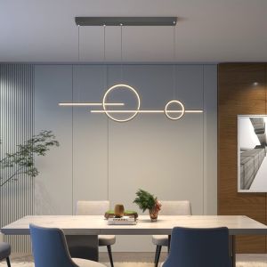 IGDL โมเดิร์นมินิมอล LED โคมระย้าแสงห้องรับประทานอาหารยาวแถบแขวนโคมไฟสีดำ/ ขาวร้านอาหารบาร์กาแฟสำนักงานโคมไฟจี้