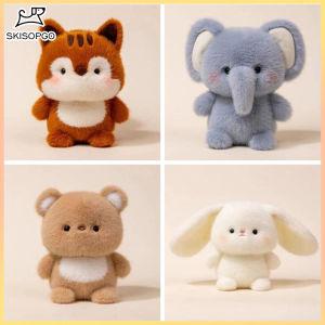 SKISOPGO White Rabbit Pet Elephant Plush Doll Toy Desktop Decoration Cute Soft Cartoon Animal Squirrel Kids