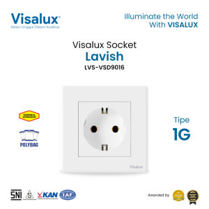 Visalux Stop Kontak Lavish Series (16A) - 1G White / Stop Kontak Premium (LVS-VSD9016-WH)