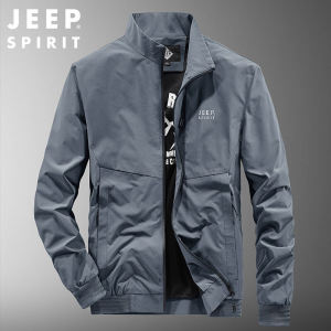JEEP SPIRIT Mens Jacket New Stand Neck Zipper Thin Quick Drying Jacket Outdoor Travel Loose Work Jacket