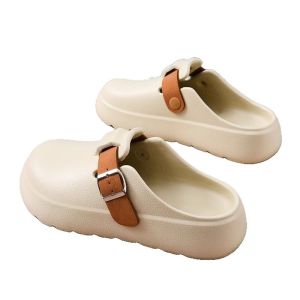 [Free Shipping] Simple And Versatile WomenS Sandals High-End Style For Outdoor Wear Spring Slip-On Closed-Toe Half-Slipper Thick-Soled Clogs
