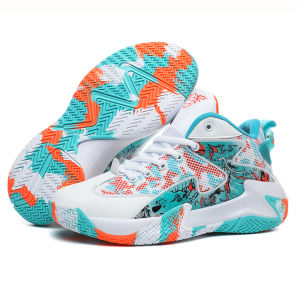 Cross-Border New Arrival Basketball Shoes Mens National Fashion Graffiti Breathable Comfortable Youth Student Comition Practice Sports Training Shoes ☺1130
