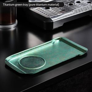 BINCOO Titanium Coffee Tray Cafe Display Tray for Iced Americano & Latte Storage Plate for Cakes & Desserts