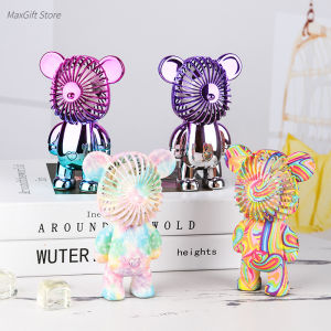 mini fan Portable USB Desktop Fan Handheld Bear Small Fan Rechargeable n Bearbricklys Fan Colorful Violent Bear building block bear Strong Wind Cool Student Dormitory Decoration Ins Cartoon Fan Summer On Stock