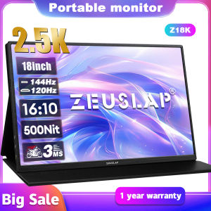 ZEUSLAP Z18K 18.5" 144Hz 2.5K screen portable monitor 100%sRGB 300Cd/m travel display for laptop computer for laptop Switch ps4 ps5 Xbox