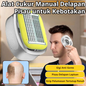 [Termasuk Sikat & Kotak Penyimpanan] Alat Cukur Kepala Botak Dengan 8 Mata Pisau Alat Cukur Kepala Botak Untuk Tata Rambut Cukur Kepala Botak Manual Mata Pisau Cukur Kepala Botak Swalayan