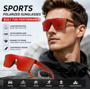 Polarized One Piece Sunglasses for Men Women Outdoor Driving Eyewear Simulated Temple Shades | Eyewear & Sunglasses