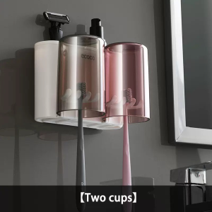 🚚【SG spot】 Wall-mounted toothbrush holder clean place in the bathroom no punching upside down drain sorting and storage