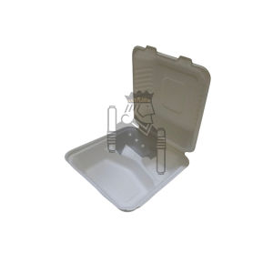 (10 Pcs) Bagasse Lunch Box Sekat 3 WHITE  Serat Tebu - ECO Friendly 8inch