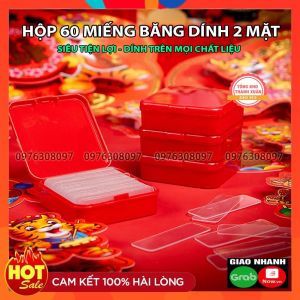 Hộp 60 Miếng Băng Dính 2 Mặt Dán Tường - Băng Keo Siêu Dính