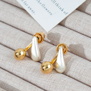 Fashionable Ring Gift 金属撞色拉丝水滴耳钉女 年新款爆款高级感耳环轻奢气质耳饰品