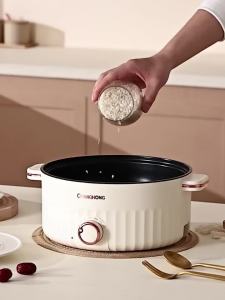 [RRFC]Hot Pot Electric with Steamer Rapid Noodles CookerNon-Stick Electric Pot for Raman Soup Noodles Steak Oatmeal Rapid with Temperature Control