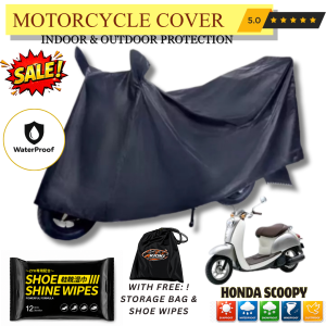 AKIOKI Motorcycle Cover for Honda Scoopy With Storage Bag & Shoe Shine Wipes Waterproof Indoor Outdoor Protection