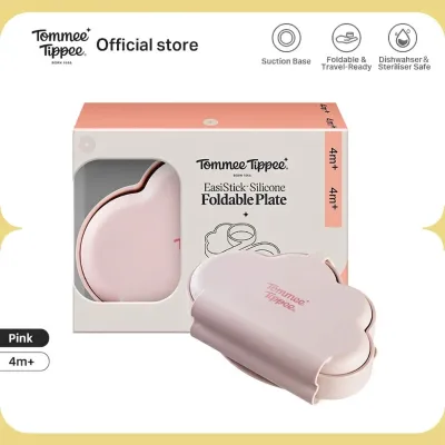 Tommee Tippee Easistick-Silicone Foldable Plate Pink/Green 4+ Months