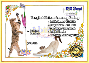 Mainan Kucing Tongkat Kucing Mainan Interaktif Kucing Anjing Stick Lonceng Berbulu Lucu Imut Kuat Kokoh Dari Besi Untuk Kucing Aktif Bergerak - Isi 1 Pcs Warna Random - Abizar Pet Shop