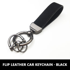 SEAMETAL Car Metal Keychain Suede Leather Luxury Keyring Universal Key Chain Hook Auto Interior Accessories