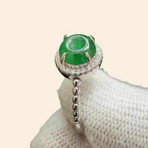 Sg Local New Arrival - Free size adjustable S925 Ring with crafting of dounut shape Natural Type A Green Jadeite Jade certificate weighs 2.18 grams measurement 7.7 * 7.5 * 2.7 mm (s925ring21)