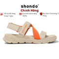 Giày Shondo Sandals quai hậu Nam Nữ Shondo F6 Sport Đế Be Phối Quai Cam F6S2580. 