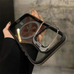 For Magsafe Wireless Charge Metal Protection Stand Case For iPhone 17 16 15 14 13 12 11 Pro Max Plus Magnetic Bumper Cover