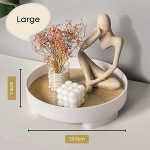 Ins Style Nordic Round Tray Decoration Wooden Perfume Key Make Up Organizer Deco Aesthetic Hiasan